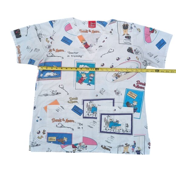 Dennis the Menace Scrub Top Womens Size M Pediatric Cartoon Nurse Wear - Picture 6 of 7